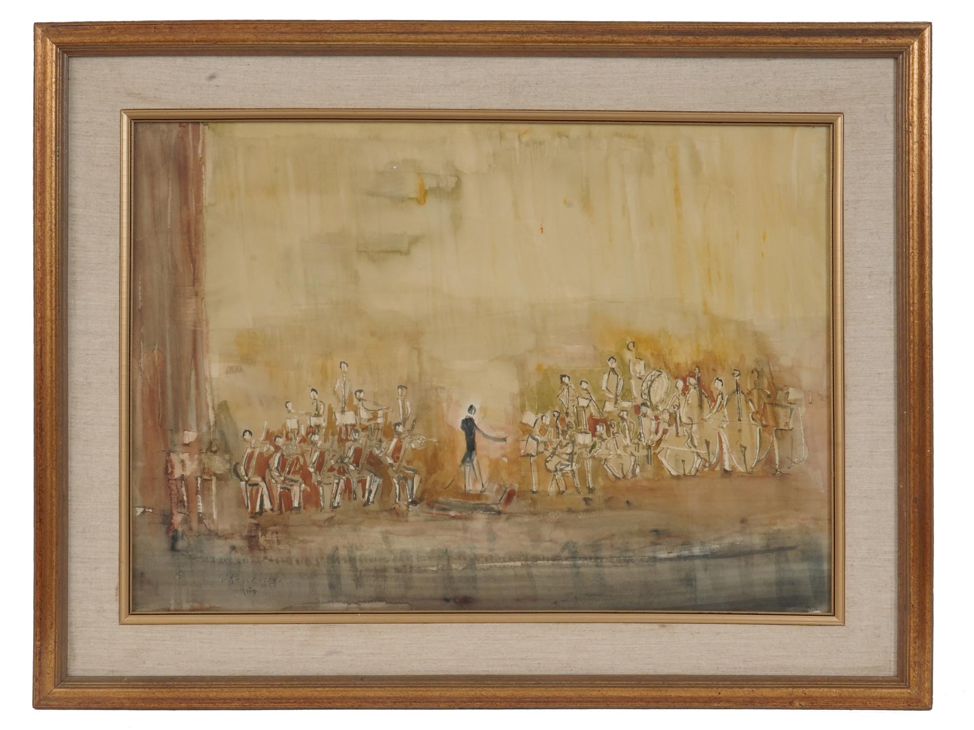 WATERCOLOR PAINTING OF ORCHESTRA SIGNED KOSSONOGI